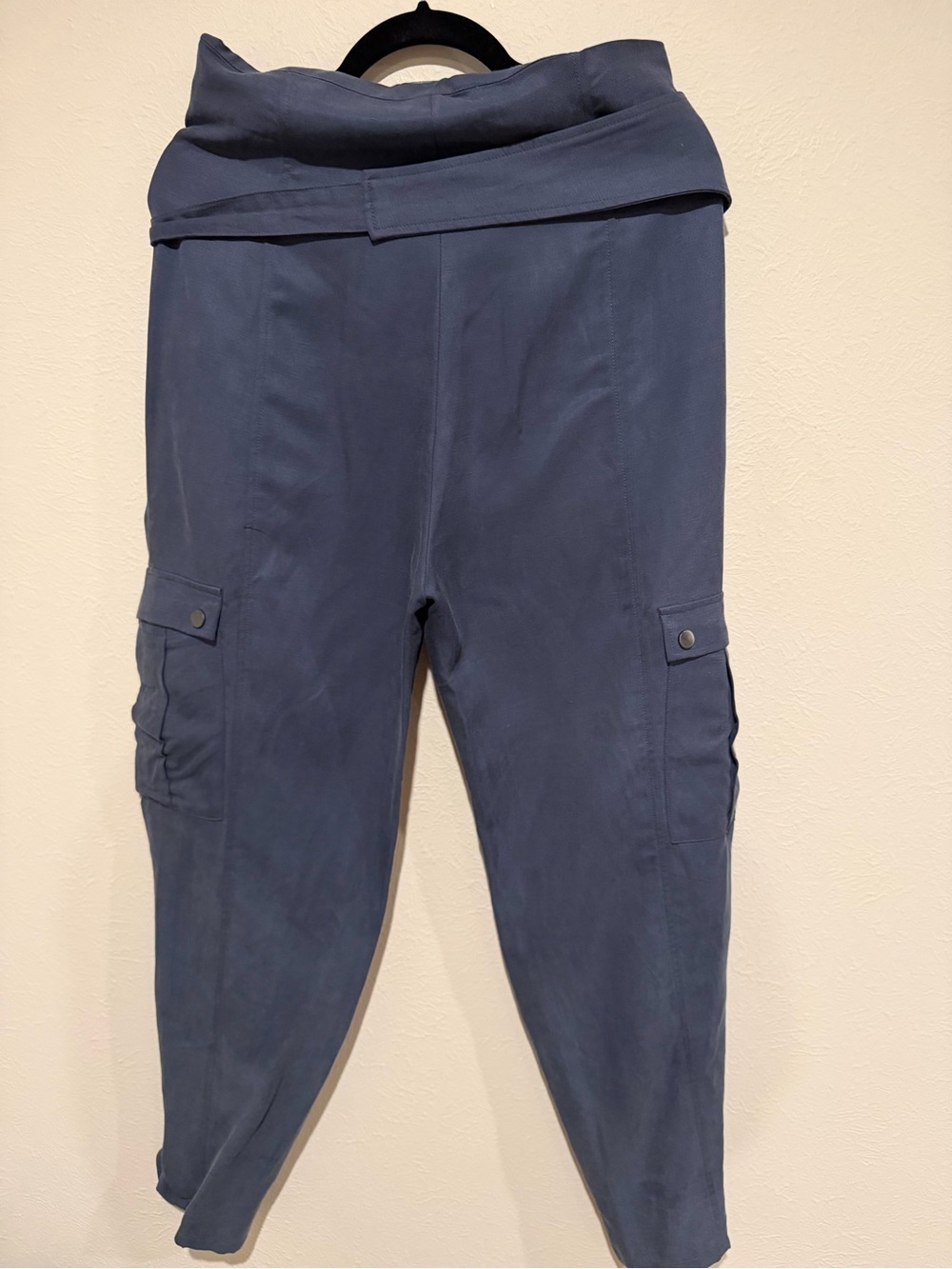 Zara Navy Cargo belted Pants with Belted Waist